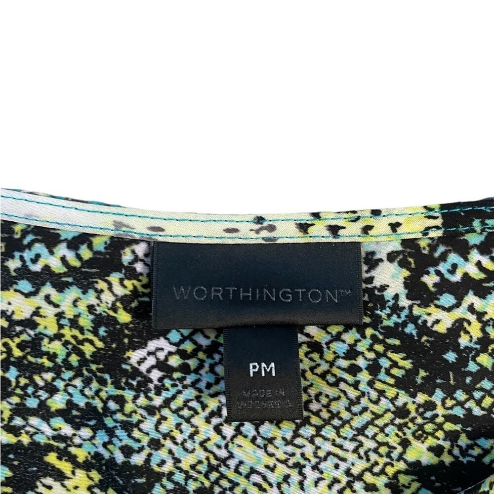 Worthington Sleeveless Blouse Womens P/M Green Snake Skin Print Casual - Picture 11 of 11